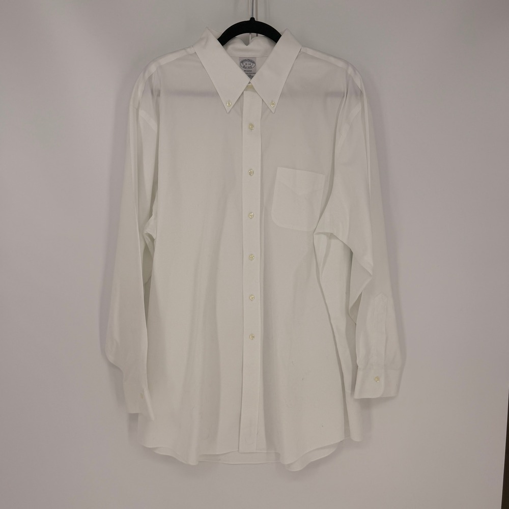 Brooks Brothers Shirt Mens 18-34 White Regent Supima Cotton Non-Iron Old Money